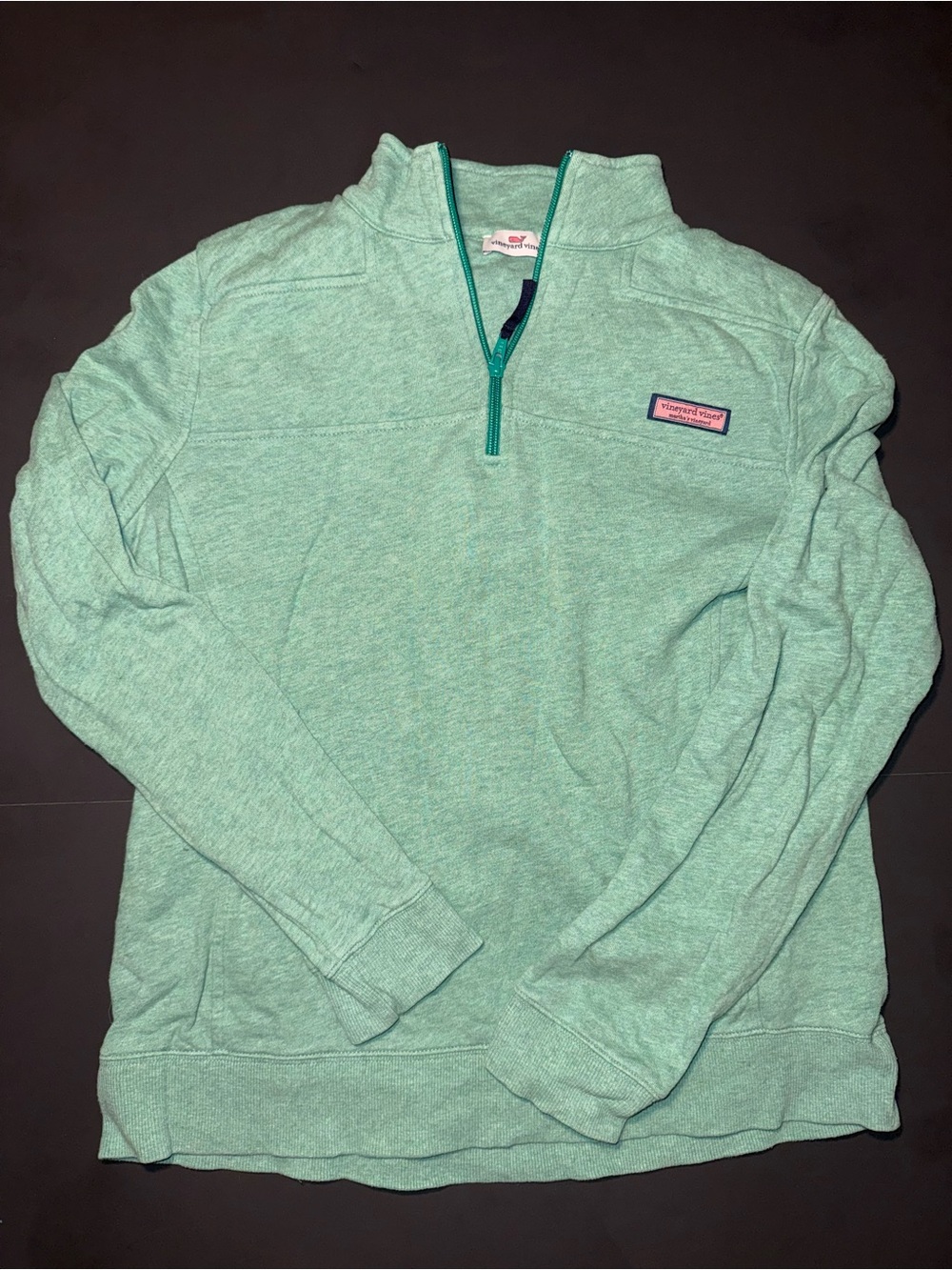 Vineyard Vines Teal-Mint Quarter Zip Pullover Sweater